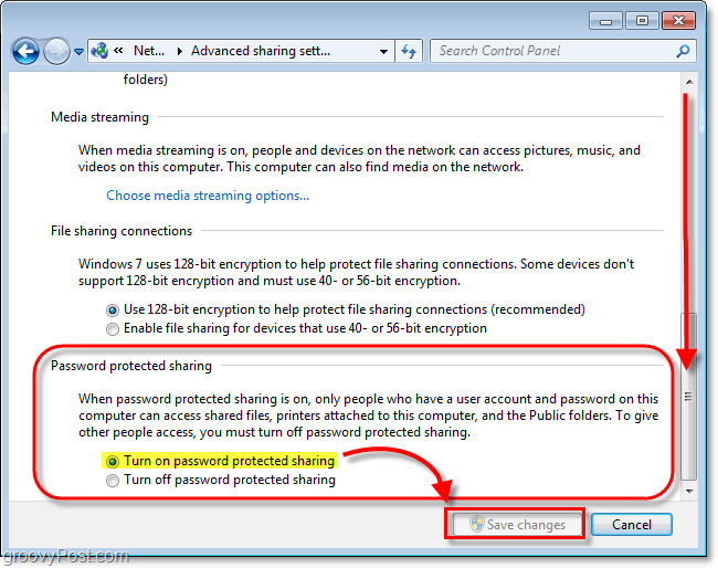 So schützen Sie die Kennwortfreigabe in Windows 7