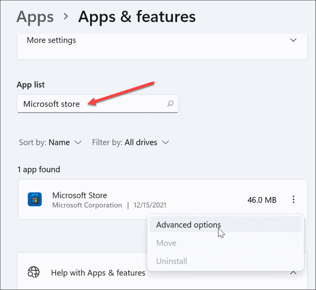 Suche Apps und Funktionen Windows 11