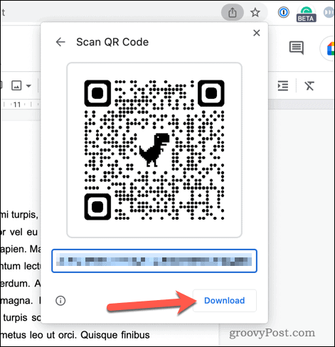 Beispiel-QR-Code in Google Chrome