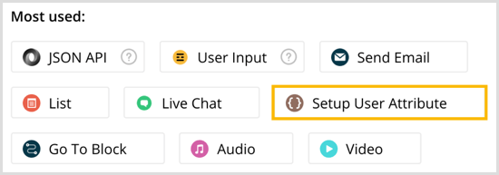 Wählen Sie Setup-Benutzerattribut in Chatfuel.