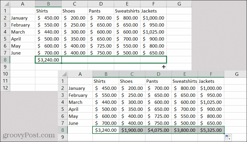 Excel AutoFill-Formel