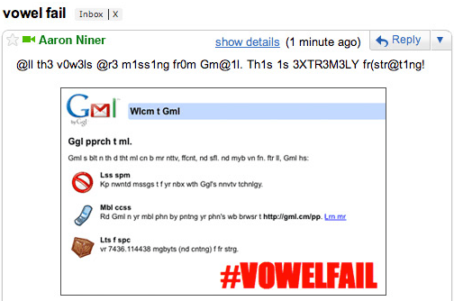 Google Mail 2010 Aprilscherz Vokalfehler