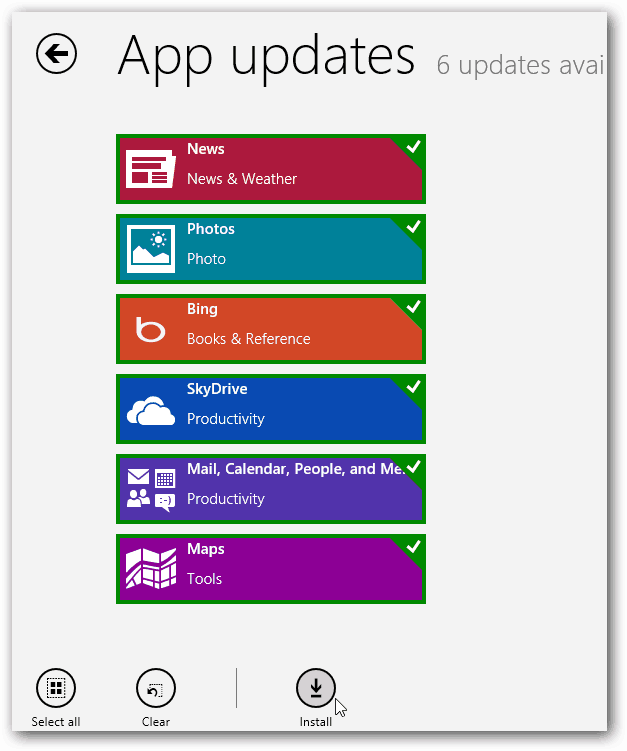 Windows 8 Apps-Updates