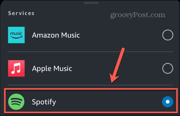 Alexa wählt Spotify als Standarddienst aus