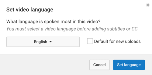 Wähle die Sprache aus, die in deinem YouTube-Video am häufigsten gesprochen wird.