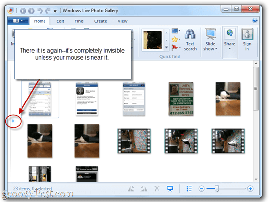 Ausblenden / Anzeigen des Navigationsbereichs der Windows Live-Fotogalerie