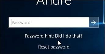 Passwort Hinweis