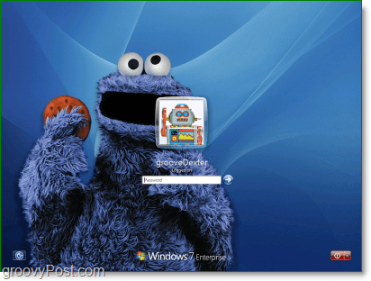 Windows 7 mit meinem Lieblings-Sesamstraßen-Cookie-Monster-Hintergrund