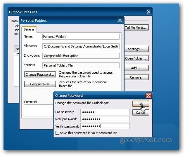 So schützen Sie eine Outlook-PST-Datei mit einem Kennwort