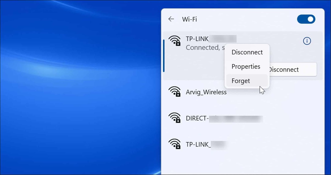 Wi-Fi-Netzwerk unter Windows 11 vergessen