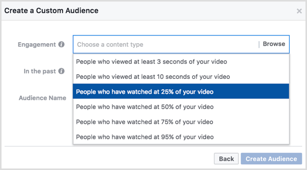 Benutzerdefinierte Facebook-Zielgruppe basierend auf Videoansichten