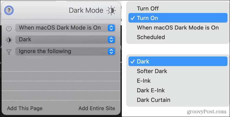 Dark Mode für Safari-Erweiterung
