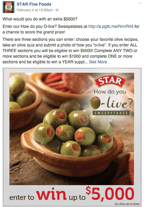 Star Oliven Facebook Wettbewerb Beitrag