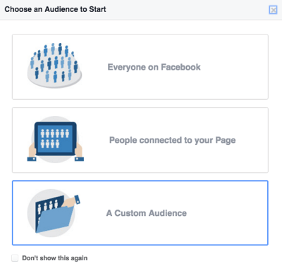 Wählen Sie eine benutzerdefinierte Facebook-Zielgruppe