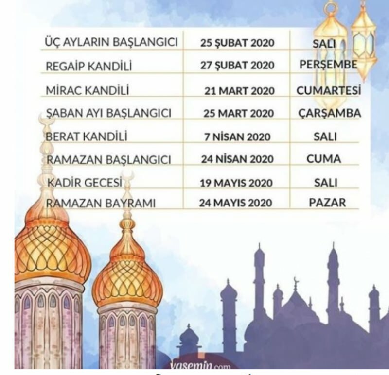 2020 Kalender der religiösen Tage