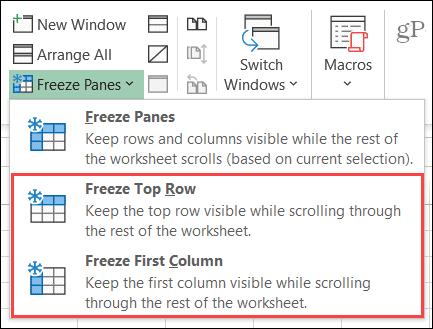 Spalte oder Zeile in Excel unter Windows einfrieren