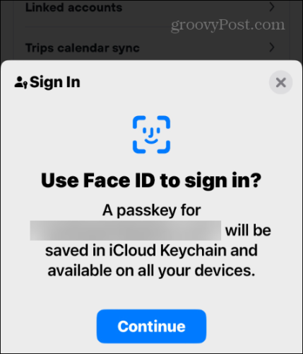 Verwenden Sie Face ID mit Passkey-iPhone