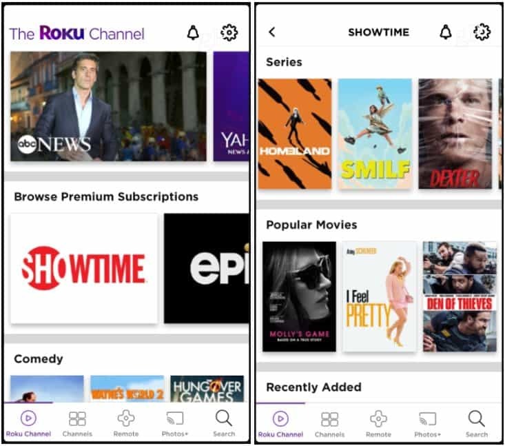 Premium-Kanäle Roku Channel App iOS