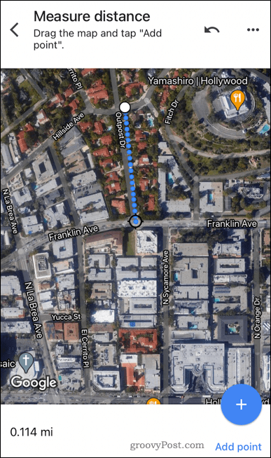 Abstand zwischen zwei Punkten in Google Maps Mobile