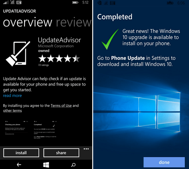 Aktualisieren und Aktualisieren von Advisor-Apps für Windows Phone