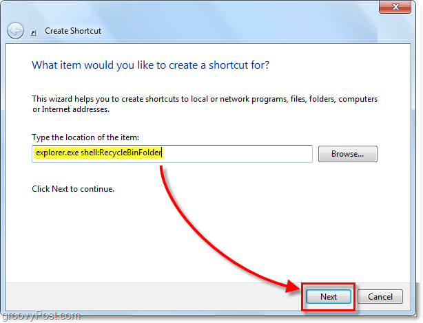 Fügen Sie die Shelle-Erweiterung des Papierkorb-Explorers als Windows 7-Verknüpfung hinzu