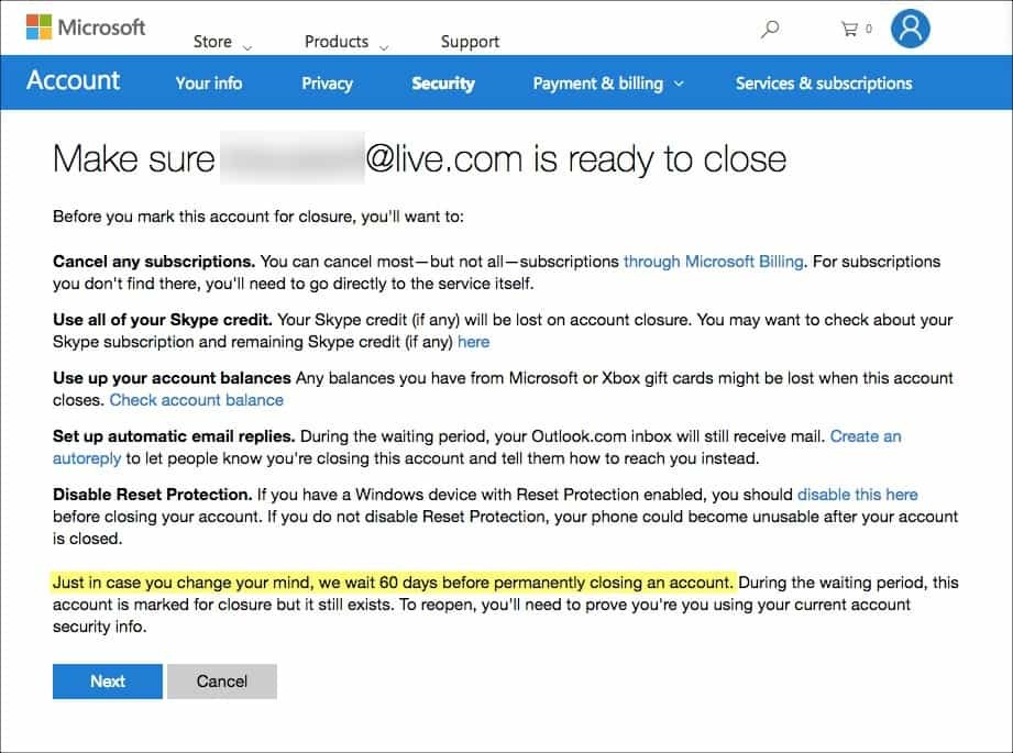 So löschen Sie Ihr Hotmail-, Windows Live- und Outlook-Konto dauerhaft