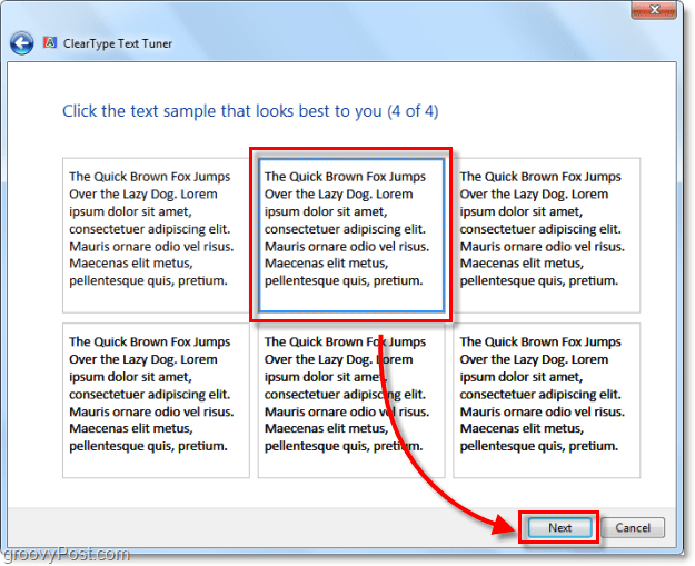 Schritt 4 der Kalibrierung von clearType in Windows 7