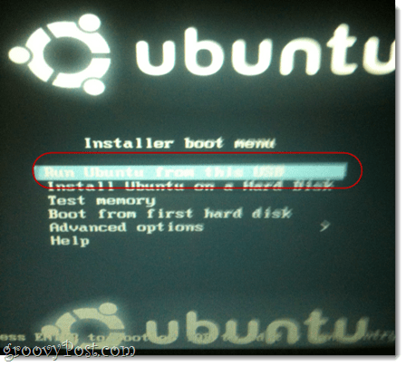 Führen Sie Ubuntu von diesem USB aus