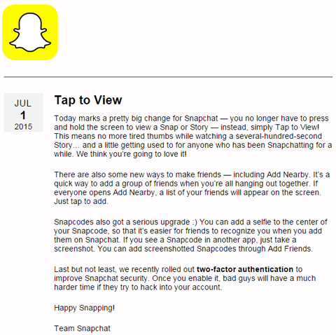 Änderungen des Snapchat-Kundenfeedbacks