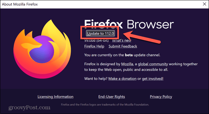 Firefox-Update verfügbar