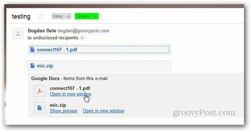 Senden mit Google Drive empfangene E-Mail