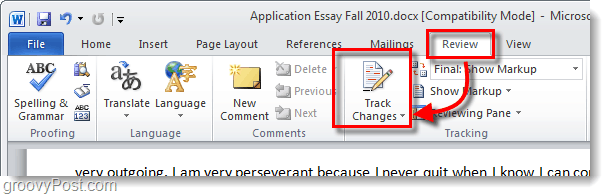 Word 2010 Track Änderungen überprüfen
