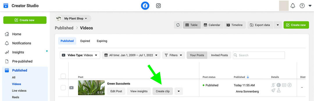 wie-man-einen-zeitplan-veröffentlicht-facebook-reels-creator-studio-clip-existing-video-repurpose-tab-create-clip-my-plant-shop-step-8