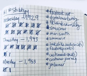 Wie Sie Ihre Instagram-Follower strategisch erweitern können, Beispiel für tägliches Tracking mit Hashtags der 1,80-Dollar-Strategie