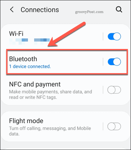 Android Bluetooth-Einstellungsmenü