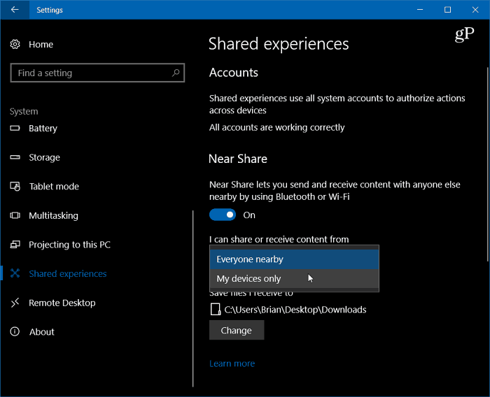 1 Aktivieren Sie die Windows 10-Einstellungen für Near Share