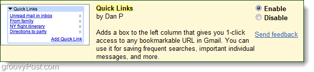 Google Mail-Quicklinks