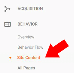 Wählen Sie unter Verhalten in Google Analytics Website-Inhalt> Alle Seiten.