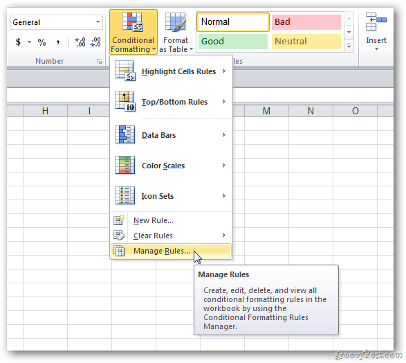 Verwalten von Excel 2007- oder 2010-Regeln