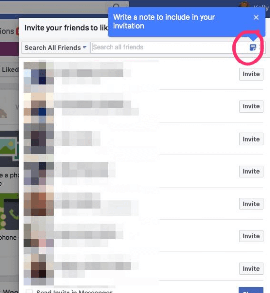 Facebook hat die Option hinzugefügt, eine personalisierte Notiz mit Einladungen zum Liken einer Seite hinzuzufügen.