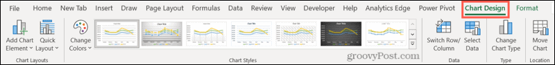 Registerkarte Diagrammdesign in Excel