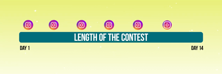 Grafik mit der Zeitleiste der Werbepostings für den Instagram-Wettbewerb