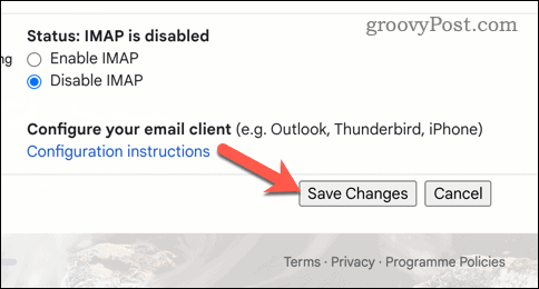 Speichern Sie die Gmail-Änderungen