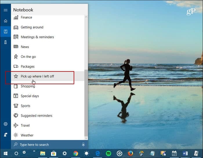 Cortana Notebook Abholen, wo ich aufgehört habe