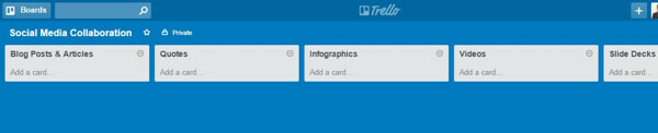 Trello Board für soziale Inhaltstypen