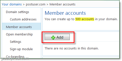 Fügen Sie Ihrer Windows Live-Domain-E-Mail Mitgliedsinformationen hinzu