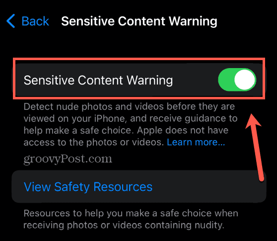 iOS-Warnung für vertrauliche Inhalte einschalten