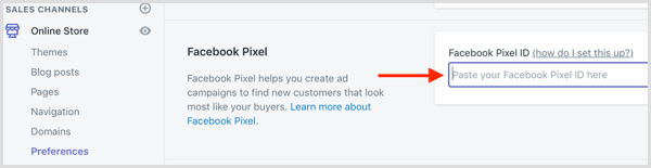Fügen Sie Ihre Facebook-Pixel-ID in Shopify ein.