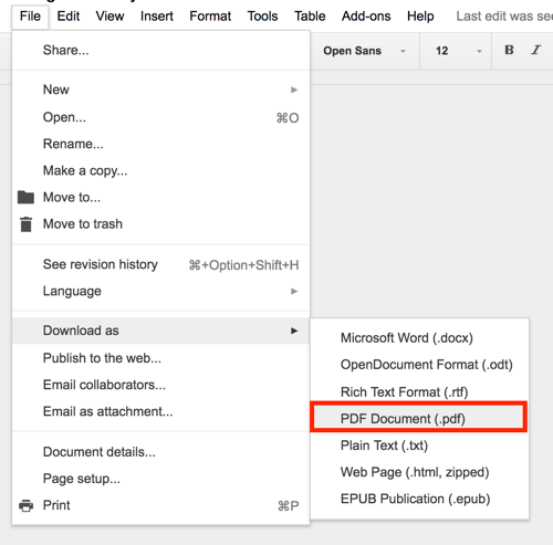 Mit Google Drive können Sie jedes Dokument als PDF exportieren.