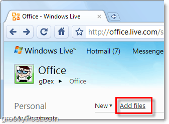Fügen Sie Skydrive Dateien über Office Live hinzu